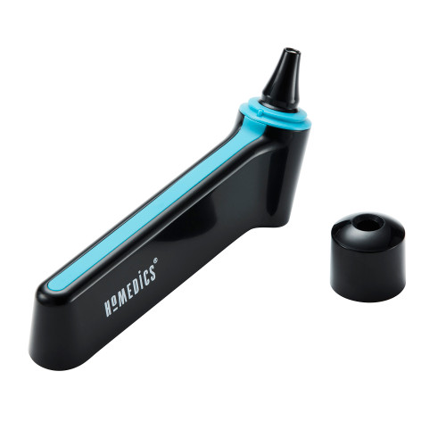 Black | Angled view of the black Homedics Infrared Ear and Forehead Thermometer in black